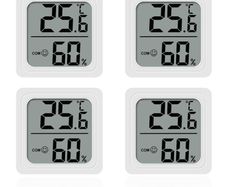 4PCS Room Thermometer, Digital Room Hygrometer Accurate Temperature Humidity Meter Gauge Monitor Indoor Humidity Meter Large LCD Display Celsius for House Greenhouse Baby Office Garden Cellar (White)
