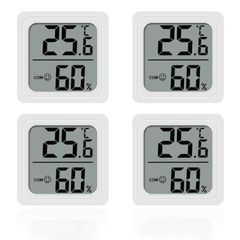 4PCS Room Thermometer, Digital Room Hygrometer Accurate Temperature Humidity Meter Gauge Monitor Indoor Humidity Meter Large LCD Display Celsius for House Greenhouse Baby Office Garden Cellar (White)