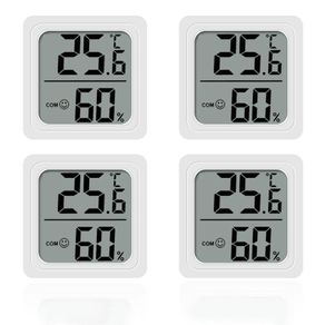 4PCS Room Thermometer, Digital Room Hygrometer Accurate Temperature Humidity Meter Gauge Monitor Indoor Humidity Meter Large LCD Display Celsius for House Greenhouse Baby Office Garden Cellar (White)