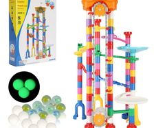 Marble Run Set 230 PCS with Motorized Elevator & 15 Marbles |STEM Building Toy for Kids