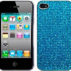 Iphone 4 / 4s Full Bling Diamante Gem Rhinestone Case Cover By Terrapin In Silver. Purple, Blue, Black & Pink Colors