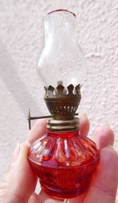 Vintage Miniature Red Oil Lamp