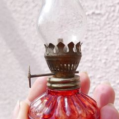 Vintage Miniature Red Oil Lamp