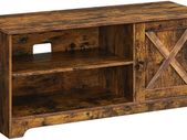_TV cabinet, TV table, TV shelf, for TVs up to 43 inches, rustic country house style, 2 open compartments, vintage brown