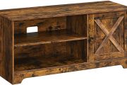 _TV cabinet, TV table, TV shelf, for TVs up to 43 inches, rustic country house style, 2 open compartments, vintage brown