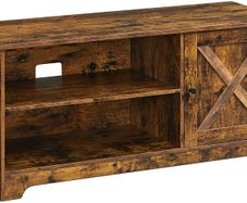 _TV cabinet, TV table, TV shelf, for TVs up to 43 inches, rustic country house style, 2 open compartments, vintage brown
