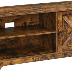 _TV cabinet, TV table, TV shelf, for TVs up to 43 inches, rustic country house style, 2 open compartments, vintage brown