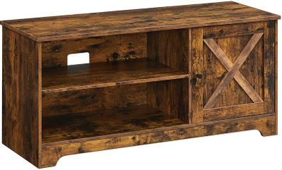TV cabinet, TV table, TV shelf, for TVs up to 43 inches, rustic country house style, 2 open compartments, vintage brown