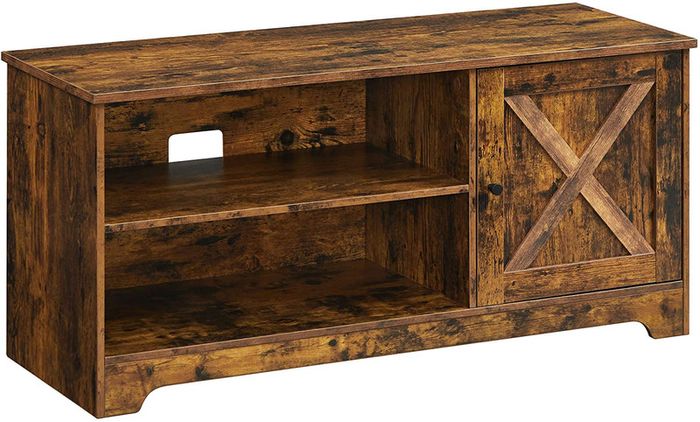TV cabinet, TV table, TV shelf, for TVs up to 43 inches, rustic country house style, 2 open compartments, vintage brown