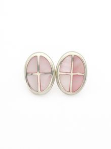 925 Vintage Sterling Silver & Pink Mother of Pearl Stud Earrings
