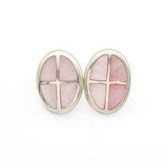 925 Vintage Sterling Silver & Pink Mother of Pearl Stud Earrings