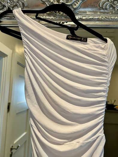 dress one shoulder white