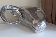 Large Ram Head Metal Sculpture Wall Hanging