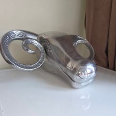 Large Ram Head Metal Sculpture Wall Hanging