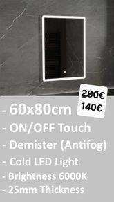 LED Bathroom Mirror 60x80cm Touch Switch Fogless