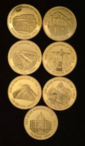 New seven wonders of the world, full set. Commerative coins.