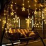 LED Star Curtain Lights Connectable 2M Warm White 12 Stars 138 LEDs Window Icicle Decor Lights for Home Garden Holiday Wedding Christmas (FREE POSTAGE) Image 2