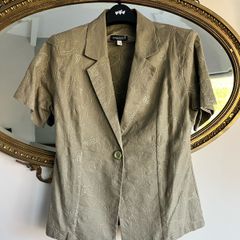 Saloos Collection Olive Green Linen Blouse Size UK 12