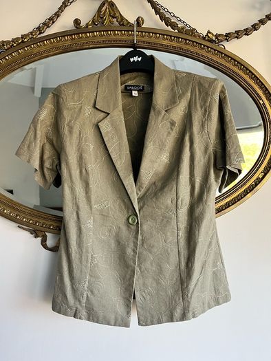 Saloos Collection Olive Green Linen Blouse Size UK 12