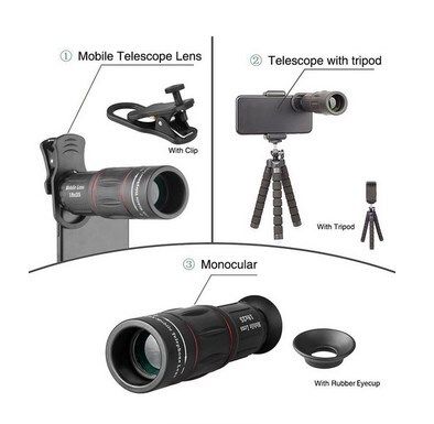 Apexel 4-in-1 Smartphone Lens Kit 18X with Remote Shutter