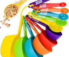 Measuring Spoons and Cups Measuring Spoons Sets Plastic Durable Stackable Measuring Spoon Set Measuring Cup Set for Measuring Dry,Liquids(12 Pack, Brights)