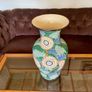 Large Vintage Sunflower Floor Vase Stone Ware Floral Umbrella Stand Image 7