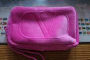 Valentino Velvet Teddy Makeup Cosmetic Clutch Bag in Pink