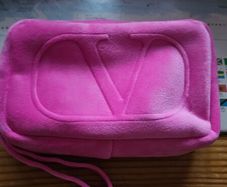 Valentino Velvet Teddy Makeup Cosmetic Clutch Bag in Pink