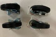 Heavy duty 200mm Castors Black Rubber with swivel brake set