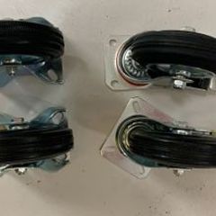 Heavy duty 200mm Castors Black Rubber with swivel brake set