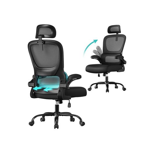 Ergonomic Mesh Office Chair with Adjustable Headrest & Flip-Up Armrests Black