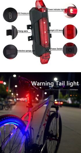 Bike Light, USB LED Rechargeable, Front and rear, Headlight Lamp Flashlight Cycling Safety Warning Light