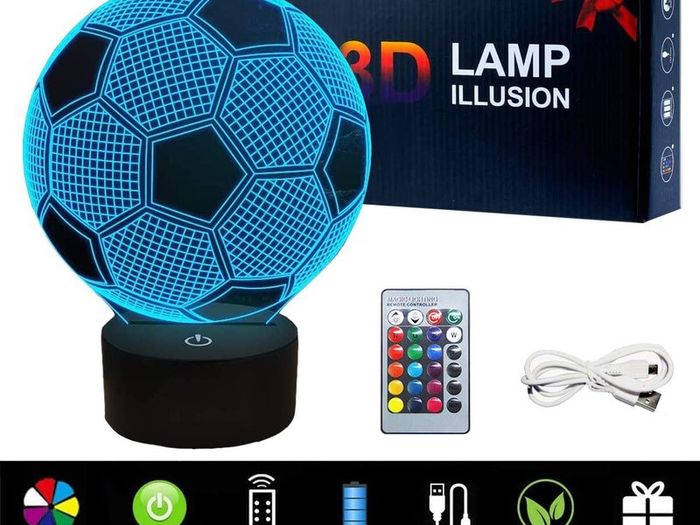 3D Football LED Night Light, USB Charging LED Night Lamp with 16 Colors Changing Touch Switch and Remote Control Perfect Decoration for Bedroom and Gifts for Kids/Birthday/Christmas