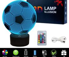 3D Football LED Night Light, USB Charging LED Night Lamp with 16 Colors Changing Touch Switch and Remote Control Perfect Decoration for Bedroom and Gifts for Kids/Birthday/Christmas