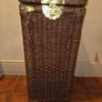 Vintage Wicker and Brass Square Basket Image 2