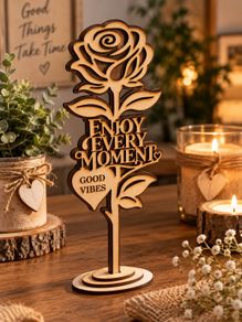 Handmade Wooden Rose 3D Effect - Enjoy Every Moment