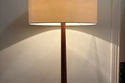 Vintage teak and beech Turned wood table lamp c1970
