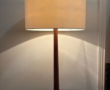 Vintage teak and beech Turned wood table lamp c1970