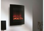 Electric Fire Black Glass - Wall mounted LED Fire