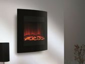Electric Fire Black Glass - Wall mounted LED Fire