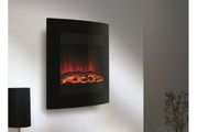 Electric Fire Black Glass - Wall mounted LED Fire