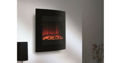 Electric Fire Black Glass - Wall mounted LED Fire