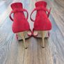 Red Suedette Ankle Strap Stilettos Size 5 Image 4
