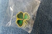 Shamrock Pin/Badge with Butterfly Back - New