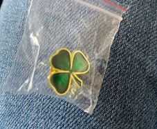 Shamrock Pin/Badge with Butterfly Back - New