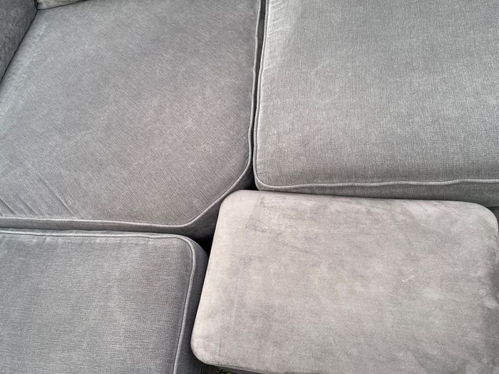 Verona Grey L shaped corner sofa + footstool
