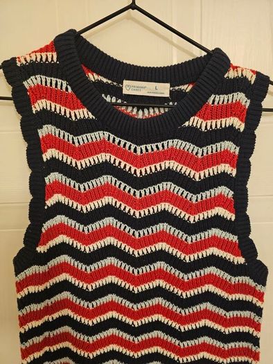 Retro style sleeveless knit top, 100% cotton size L(UK12)