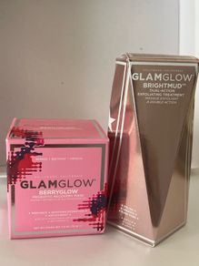 glamglow brightmud dual action exfoliating treatment, glamglow berryglow probiotic face mask