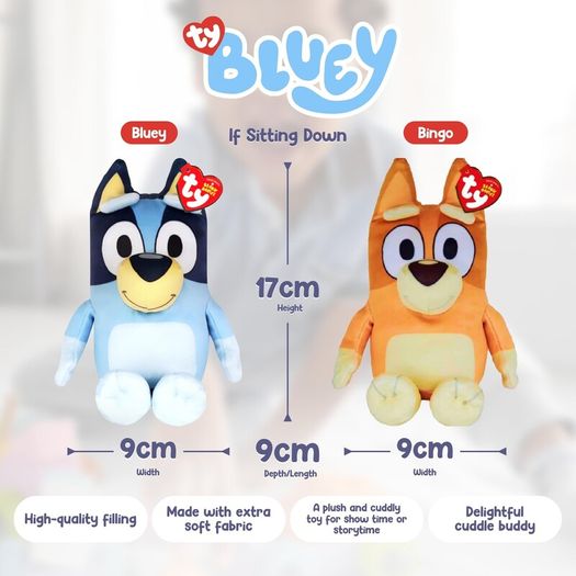 Bluey and Bingo Set - 2x Soft Plush TY Original Beanie Babies 18 cm Year 2026 New
