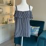 Brand-new Navy & White Stripped Cold Shoulder Ladies Top from Dunnes Stores Image 4